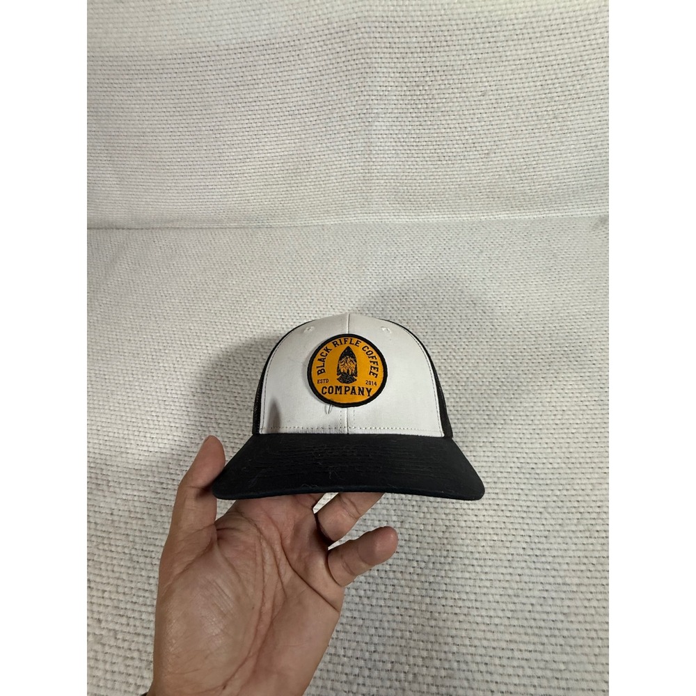 Black Rifle Coffee Company Trucker Hat White Black Mesh Snapback Arrowhead Patch